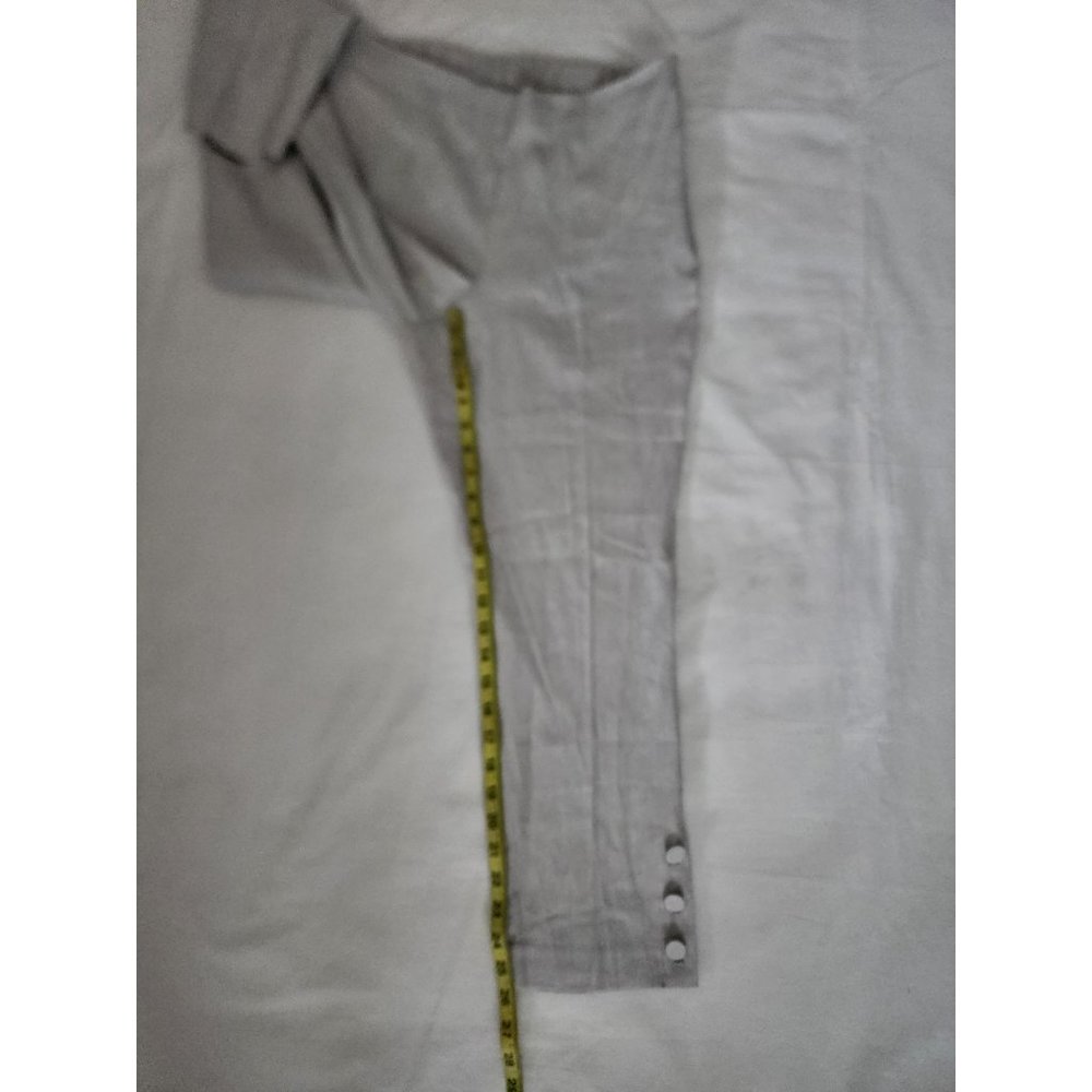 J.Jill Women's Gray Linen‎ Stretch Button-Hem Tapered Ankle Cropped Pants Small - Picture 13 of 14
